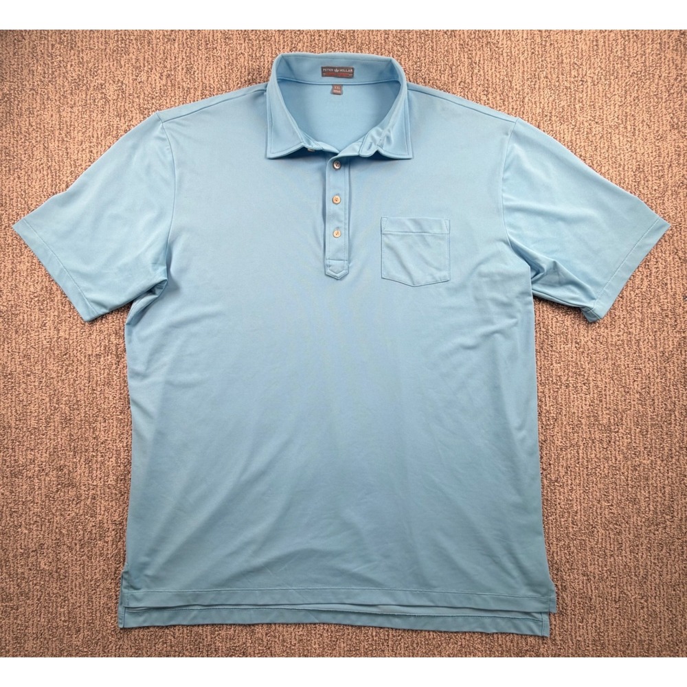 Peter Millar Golf Polo Men XXL Blue Summer Comfort Short Sleeve Sleepy Hollow CC